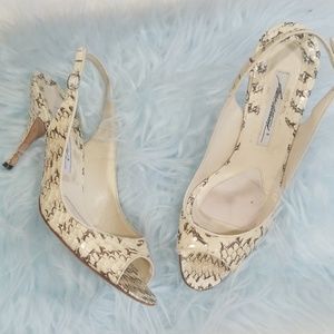 Brian Atwood Snakeskin sling back heels.  Size 9.5